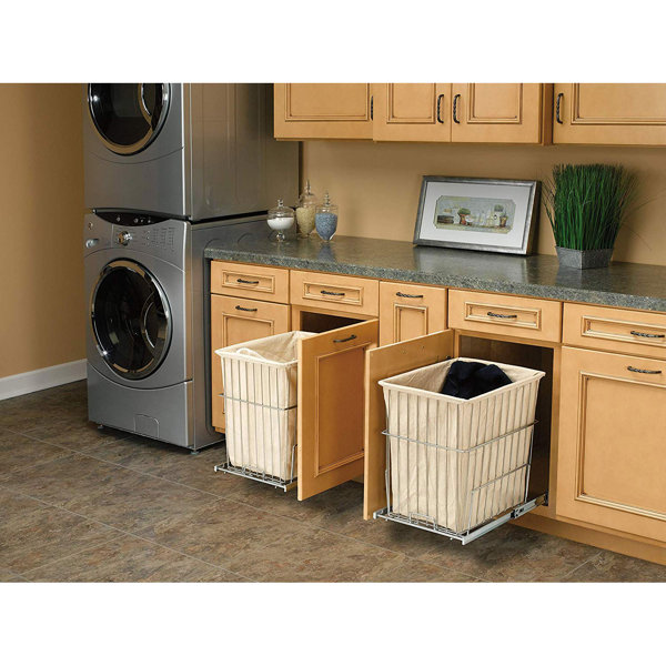 RevAShelf HRV1520 S CR Pullout Wire Clothes Hamper Basket with Liner